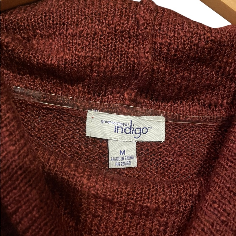 Indigo Burgundy and Orange Cowl Neck Poncho NWOT - Picture 3 of 3